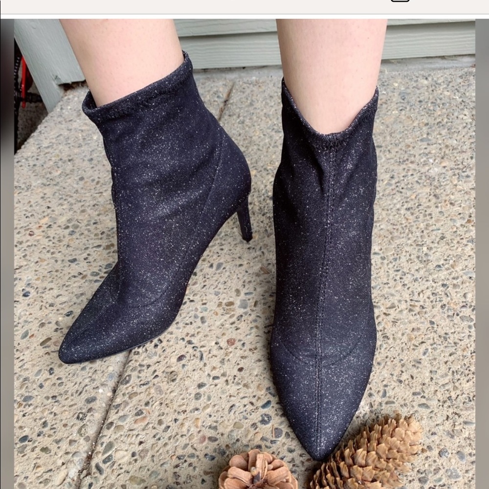 Glam Gal, A NEW DAY, sparkle black, shiny, Cody, pointed sock, boot/booties!!